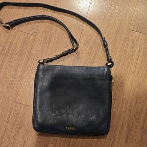 Fossil Navy Crossbody Bag with Gold Accents